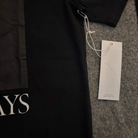 SATURDAYS NYC 2017 "Chest Square Tee" Black S/S T-Shirt - Picture 4 of 9